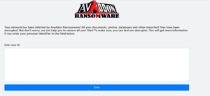 Avaddon ransomware onion site